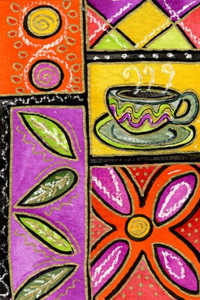 Framed Happy Coffee &amp; Flowers Print