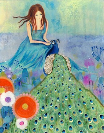 Framed Peacock Garden Print