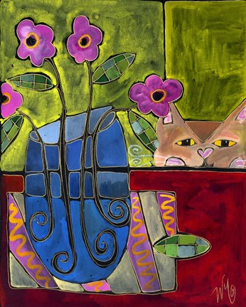 Framed Peek A Boo Kitty Cat Print