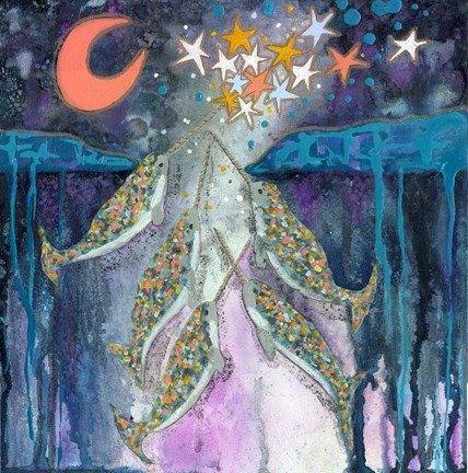 Framed Stargazer Celebration Narwhals Print