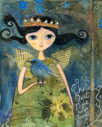 Framed Quiet Night Holds Secrets Big Eyed Girl Print