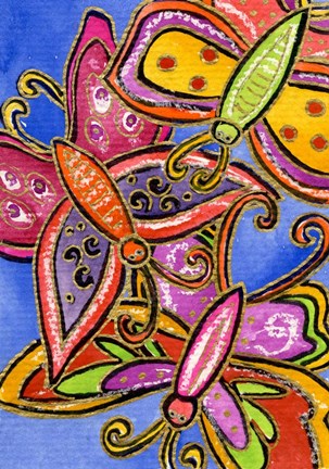 Framed Three Butterflies Print