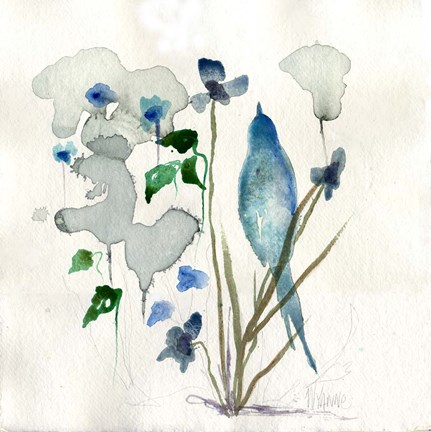 Framed Bluebird Raindrops Print