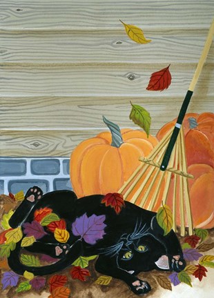 Framed Playing In The Leaves Print