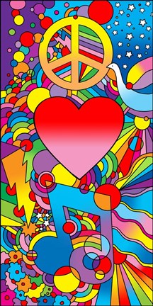 Framed Peace Love Music Print