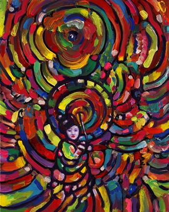 Framed Cosmic Umbrella Lady Print