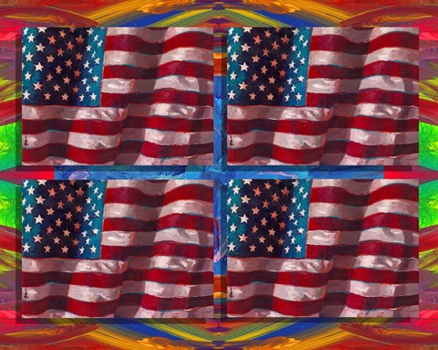 Framed US Flags Print