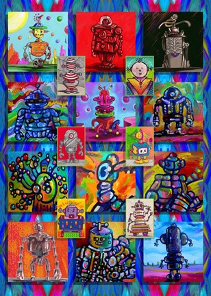Framed Pop Art Robots Print
