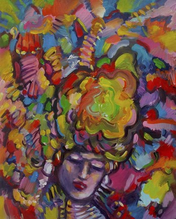 Framed Mardi Gras Lady 6152 Print