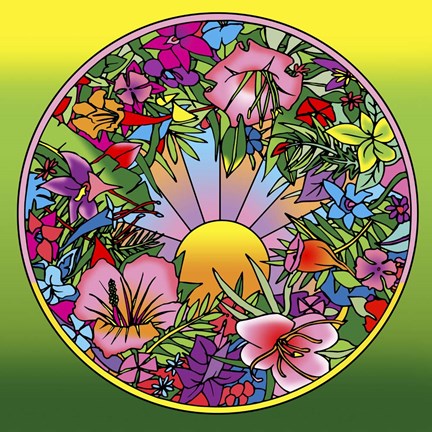 Framed Pop Art Circle Flowers 615 Print