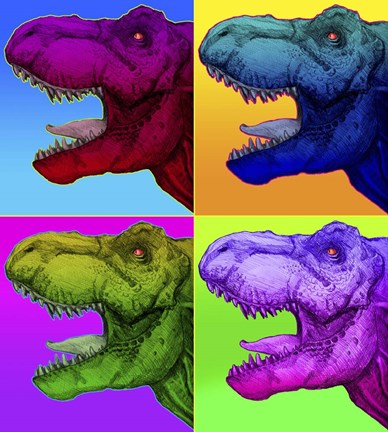 Framed Pop Art Dinosaurs 1 Print