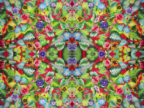 Framed Flowers Pink 715 Print