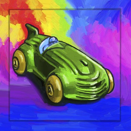 Framed Pop Art Deco Race Car Toy Print