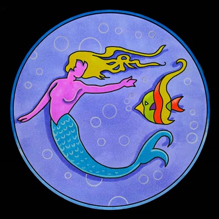 Framed Pop Art Mermaid Circle Print