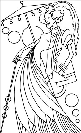 Framed Art Deco Lady 3 Print