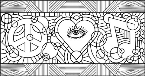 Framed Peace Love Music Horiz Print