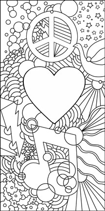 Framed Peace Love Music Vert Print