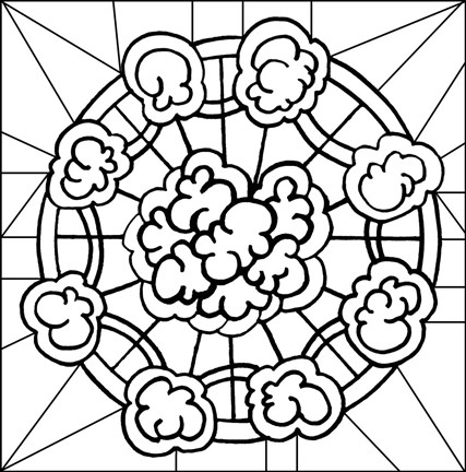 Framed Kalidescope Icon Lineart Print