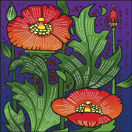 Framed Hollyhocks 316 Print