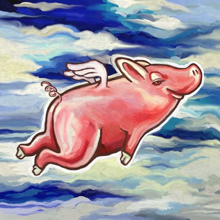 Framed Flying Pig Print