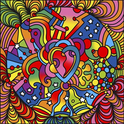 Framed Pop Art Heart Swirls Print