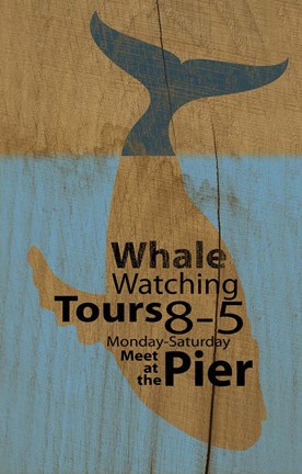 Framed Whale Sign On Wood 2 Print