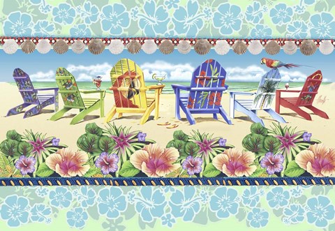 Framed Coastal Chairs Floral Print