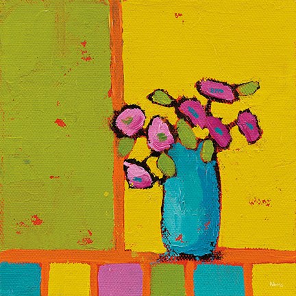 Framed Turquoise Vase Bright Print