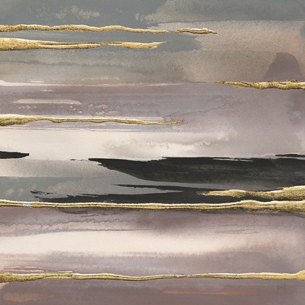 Framed Gilded Morning Fog II Gold Print