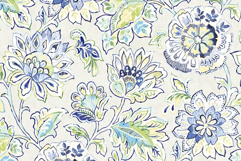 Framed Ceylon Gardens II Indigo Print