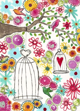 Framed Birds In Paradise - Watercolor Print