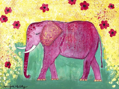 Framed Pink Elephant Print