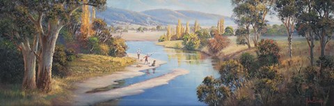 Framed Two Boys And A Dog Print