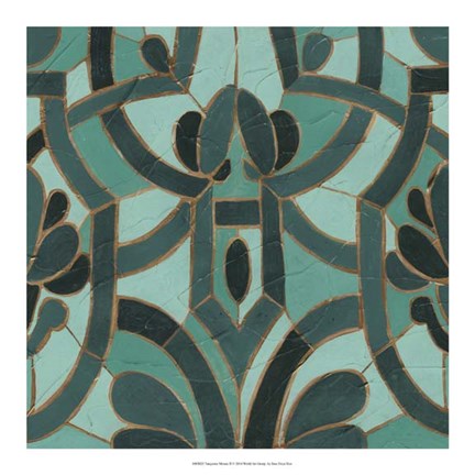 Framed Turquoise Mosaic II Print