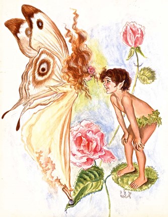 Framed Puck And Fairy Print