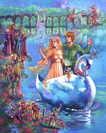 Framed Fairy Swan Ride Print