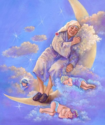 Framed Man In The Moon Sleeping Print