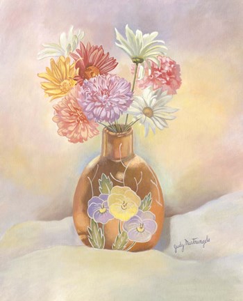 Framed Vase Of Mums Print