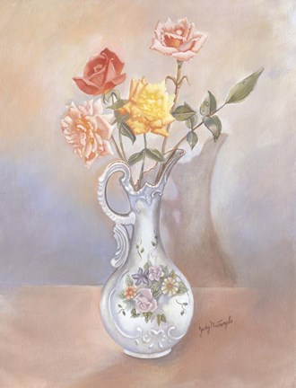 Framed Vase Of Roses Print