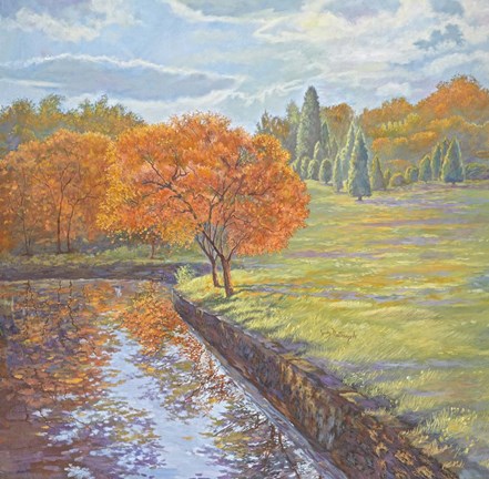 Framed Autumn Cherry Trees Print