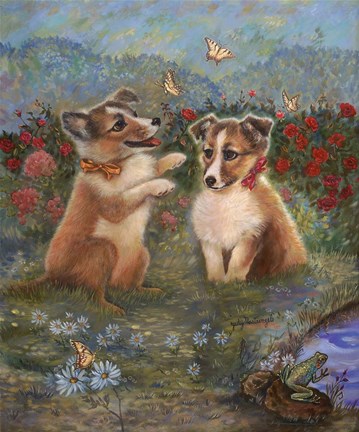 Framed Shelties Print