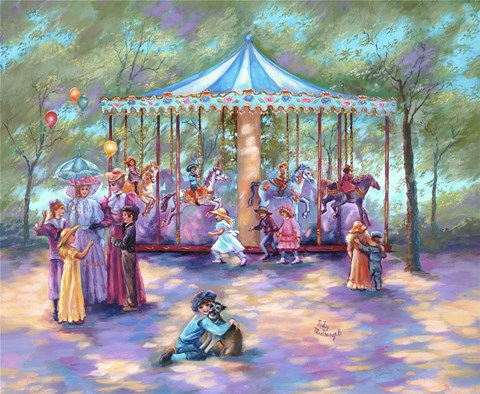 Framed Blue Carousel Print