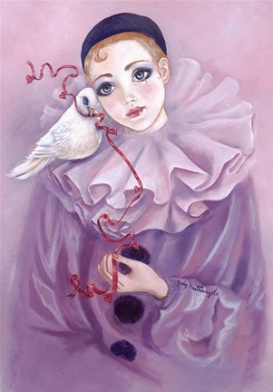 Framed Pierrot And Dove Print