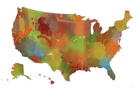 Framed U.S.A. Map 9 Print