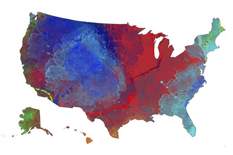 Framed U.S.A. Map 12 Print
