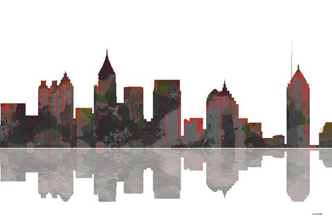 Framed Atlanta Georgia Skyline BW 1 Print