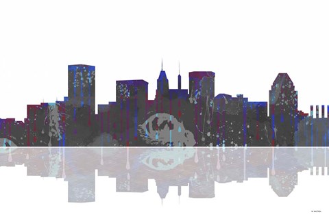 Framed Baltimore Maryland Skyline BW 1 Print