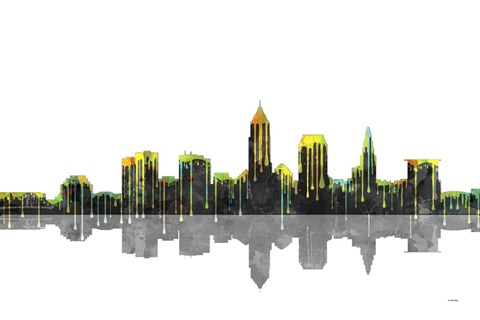 Framed Cleveland Ohio Skyline BW 1 Print