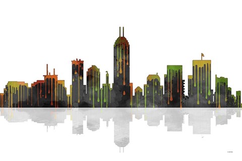 Framed Indianapolis Indiana Skyline BW 1 Print