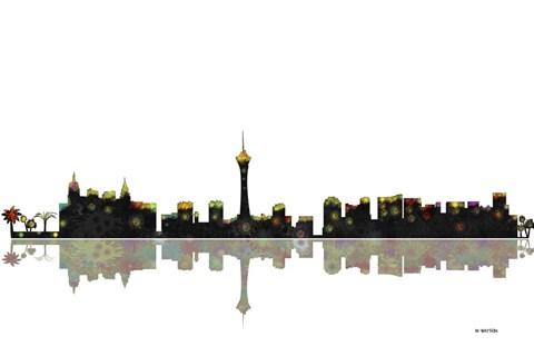 Framed Las Vegas Nevada Skyline BW 1 Print